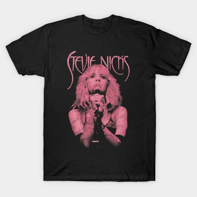 Stevie Nicks Vintage Distressed Pink Design T-Shirt by snowblood